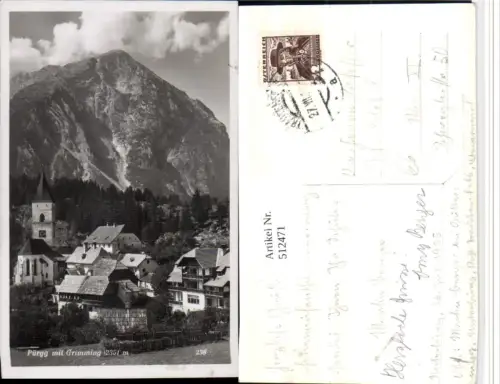 512471,Pürgg Teilansicht Kirche m. Grimming Bergkulisse