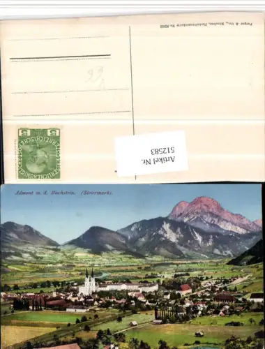 512583,Admont Totale m. Buchstein Bergkulisse pub Purger e Co 8583