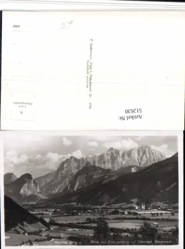 512630,Blick von Frauenberg auf Admont Totale m. Hochtor Bergkulisse