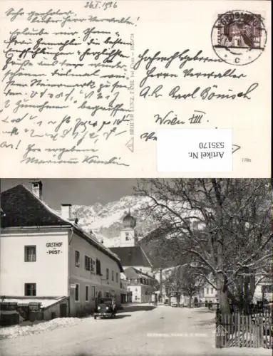 535170,Foto-AK Gröbming im Ennstal Gasthaus zur Post Oldtimer Auto