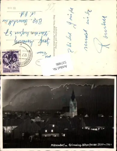 537486,Foto-AK Mitterndorf m. Grimming Höhenfeuer pub Kain Sepp