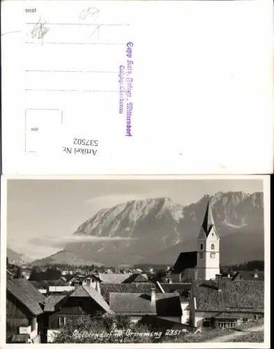 537502,tolle Foto-AK Mitterndorf mit Grimming pub Sepp Kain
