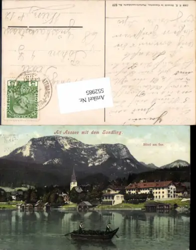 552985,tolle AK Alt Aussee Sandling Boot Häuser Hotel am See Detail pub F.E. Brandt 577