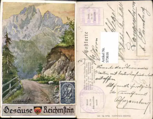 573616,Künstler AK E. F. Hofecker Gesäuse Reichenstein Johnsbach pub Schulverein 599