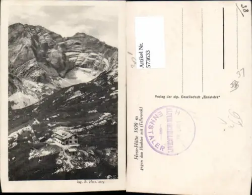573633,Johnsbach Hesshütte geg. d. Hochtor m. Tellersack pub B. Hess