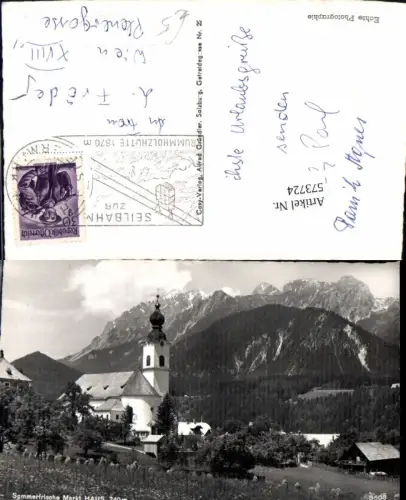 573724,Foto Ak Markt Haus m. Dachsteingruppe