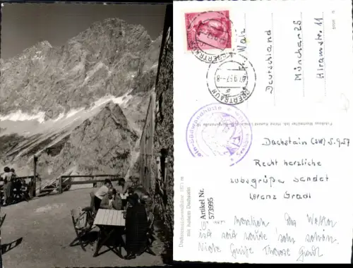 573995,Dachstein-Südwand-Hütte Ramsau am Dachstein Terrasse Wanderer