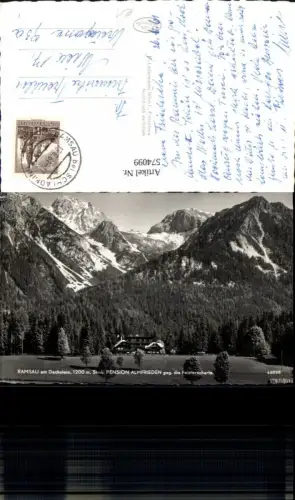 574099,Foto Ak Ramsau am Dachstein Pension Almfrieden geg. d. Feierscharte