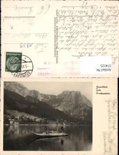574125,Foto Ak Grundlsee m. Backenstein Ruderboot Boot