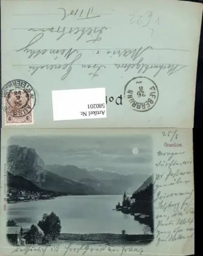 580201,tolle Mond Lithographie Grundlsee b. Aussee pub Stengel e Co. 2655