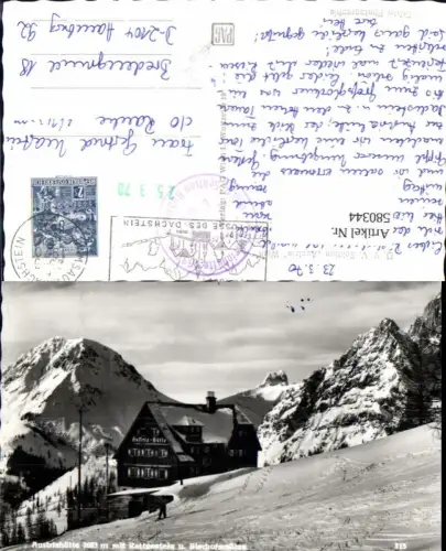 580344,Foto Ak Ramsau am Dachstein Austriahütte m. Rettenstein u. Bischofsmütze Winteransicht