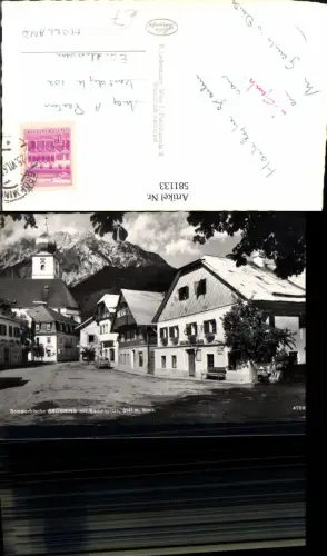 581133,Foto Ak Gröbming m. Kammspitze Gasthof Steiner