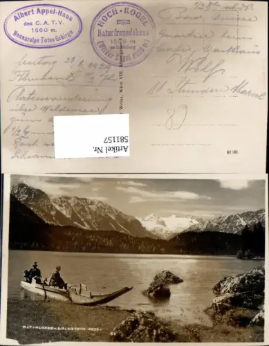 581157,Foto Ak Altaussee m. Dachstein Boot Männer