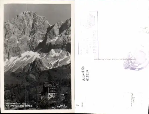 611810,Foto Ak Ramsau am Dachstein Austriahütte m. Dachsteinsüdwand Dachstein