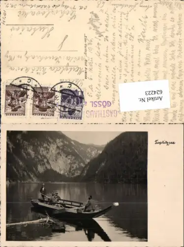 624223,Toplitzsee bei Aussee Grundlsee Boot Trachten Tracht Gössl Stp.