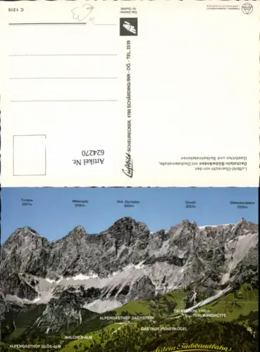 624270,Luftbild Dachstein-Südwände m. Dachsteinstraße Gasthof u. Seilbahnstation Ramsau a. Dachstein