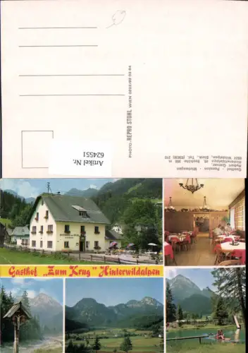 624551,Mehrbild Ak Wildalpen Gasthof Pension Zum Krug Hinterwildalpen Wegkreuz