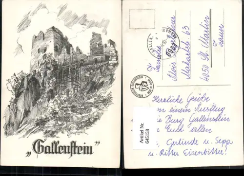 645158,tolle Künstler AK St. Gallen Ruine Gallenstein