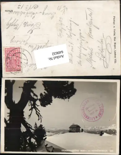 649632,Foto Ak Haus Krummholzhütte m. Hochkönigblick Winteransicht pub Max Mayer 309