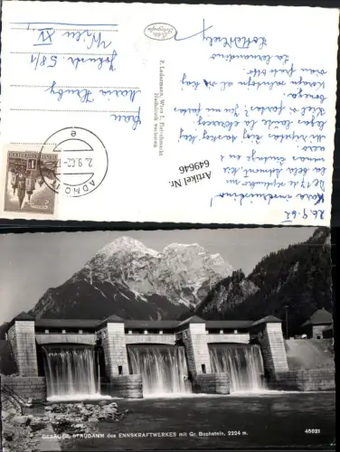649646,Foto Ak Gesäuse Staudamm Ennskraftwerkes m. Gr. Buchstein Admont