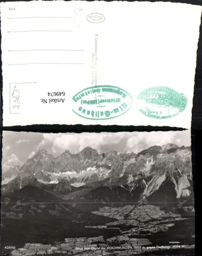 649674,Foto Ak Schladming Blick v. Gipfel d. Hochwurzen geg. Dachstein