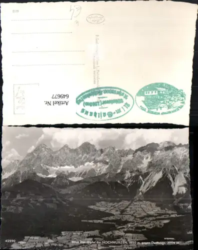 649677,Foto Ak Schladming Blick v. Gipfel d. Hochwurzen geg. Dachstein