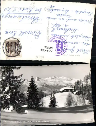 649705,Foto Ak Bad Mitterndorf Tauplitzalm Holl-Haus geg. Dachstein Winteransicht