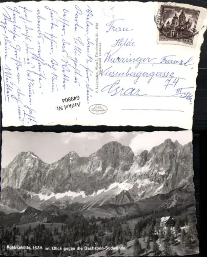 649804,Foto Ak Austriahütte Blick geg. d. Dachstein-Südwand Ramsau a. Dachstein