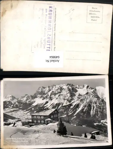 649864,Foto Ak Krummholz-Hütte m. Dachstein Winteransicht Hauser Kaibling Haus Ennstal