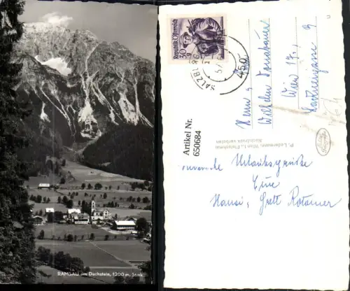 650684,Foto Ak Ramsau a. Dachstein Ansicht Bahnpost 450 Salzburg Graz