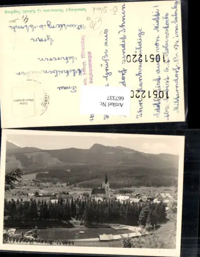 667337,Foto Ak Mitterndorf Strandbad Bad Mitterndorf Ansicht mit Kirche pub Sepp Kain 181