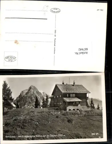 667442,Foto Ak Johnsbach Gesäuse Mödlingerhütte m. Gr. Ödstein