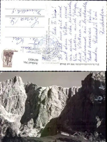 667493,Foto Ak Dachsteinsüdwandhütte mit Dirndl Ramsau am Dachstein