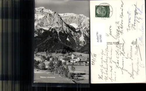 667592,Foto Ak Ramsau a. Dachstein Ansicht m. Kirche