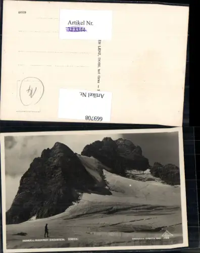 669708,Foto Ak Hoher u. Niederer Dachstein Ramsau a. Dachstein