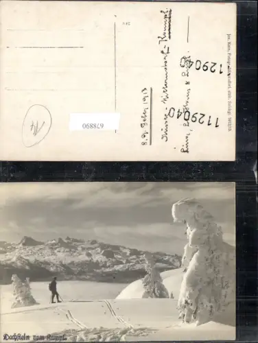678890 Foto-AK Dachstein v. Kampl b. Alt Aussee Tourengeher pub Jos. Kain