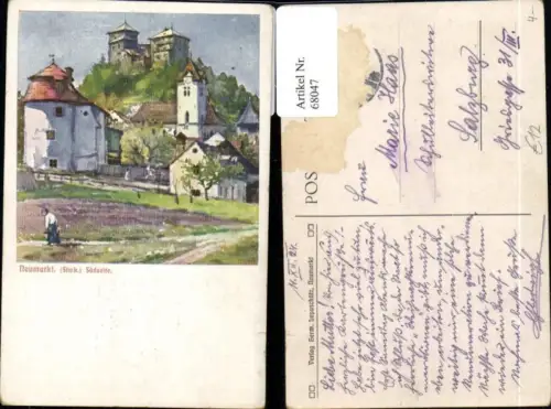 68047,Neumarkt Südseite Kirche Künstlerkarte 1924