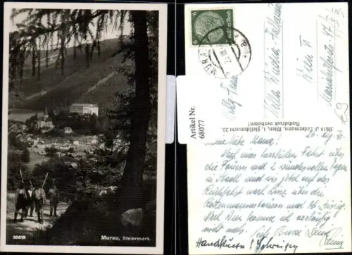 68077,Murau Kirche Arbeiter auf Weg 1940