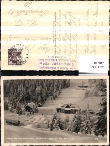 240730,Pension u. Wintersportplatz Kaltwasser in Stadl an d. Mur Winterbild Bahnpost Zug 316