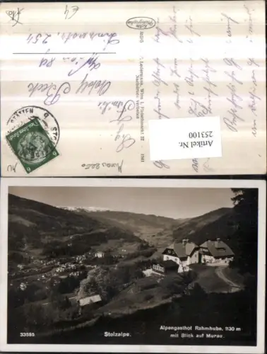 253100,Stolzalpe Alpengasthof Rahmhube m. Blick auf Murau Totale