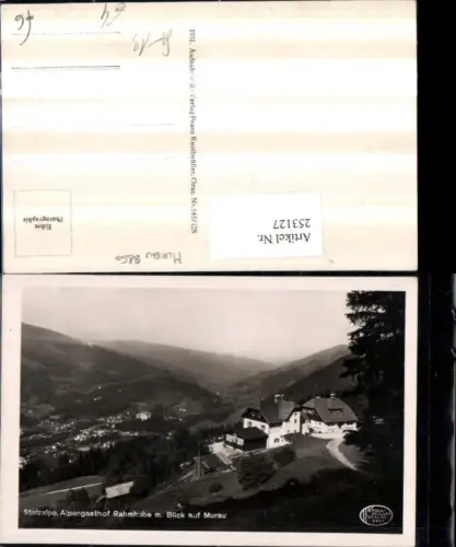 253127,Stolzalpe Alpengasthof Rahmhube m. Blick auf Murau Totale