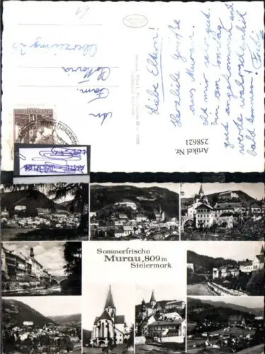 258621,Murau Totale Kirche Schloss Brücke Mehrbildkarte