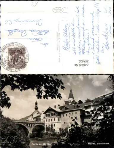 258622,Murau Partie an d. Mur Brücke Kirche