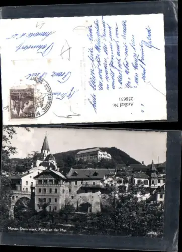 258631,Murau Partie an d. Mur Brücke Kirche Schloss