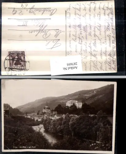 287695,Murau Totale von d. Mur m. Schloss Kirche