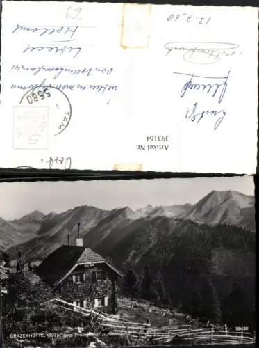 393164,Grazerhütte Berghütte b. Krakaudorf geg. Predigtstuhl u. Gamskopf Bergkulisse