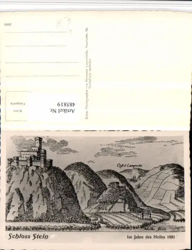 485819,Künstler AK Schloss Stein 1681 m. Stift St. Lambrecht