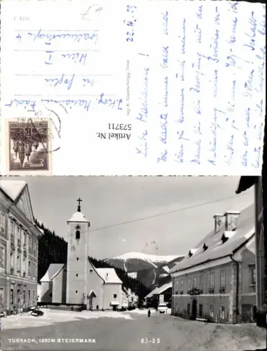 573711,Foto Ak Turrach Predlitz-Turrach Winteransicht Marktplatz Kirche