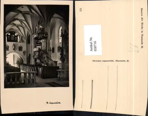650716,Foto Ak Inneres Kirche Neumarkt in der Steiermark pub Hermann Lepuschütz