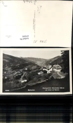 673591,Foto Ak Stolzalpe Murau Alpengasthof Rahmhube mit Blick auf Murau